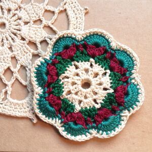 Coin Purse ~ Wallet ~ Change Purse Purple/ Green/ Teal Crochet Hippie Flower